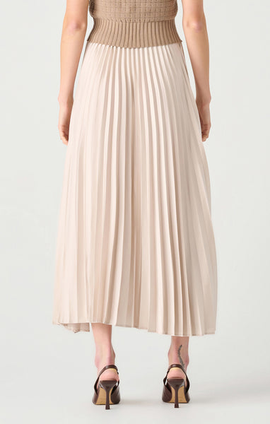 CHAMPAGNE PULL ON PLEATED MAXI SKIRT