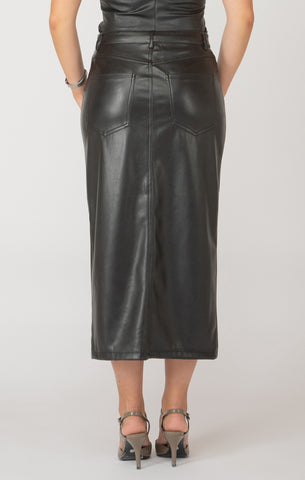 CANDY FAUX LEATHER MIDI SKIRT