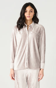 PACE BUTTON FRONT PLISSÉ VELVET SHIRT