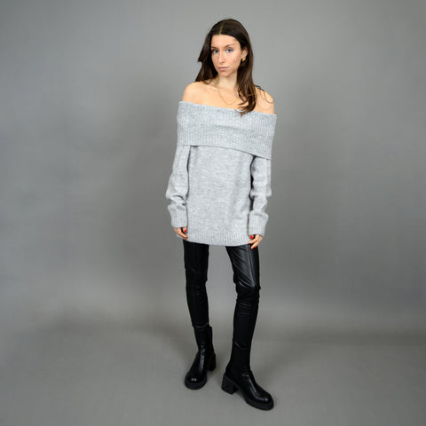 PESLA LONG RAGLAN SLEEVE MARILYN NECK PULL-OVER-Grey