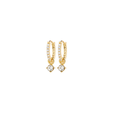 JOA RECYCLED CRYSTAL HOOP EARRINGS- gold