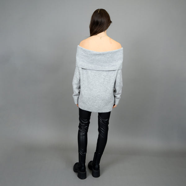 PESLA LONG RAGLAN SLEEVE MARILYN NECK PULL-OVER-Grey