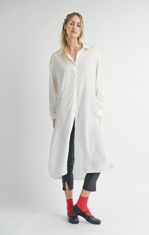 SPENCER LONG BUTTON DOWN SHIRT- IVORY