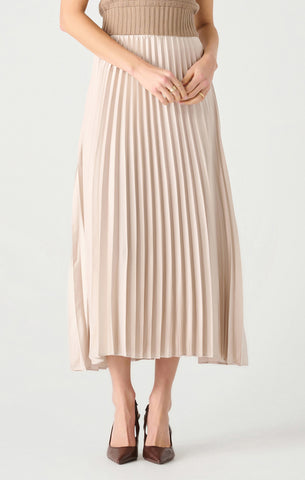 CHAMPAGNE PULL ON PLEATED MAXI SKIRT