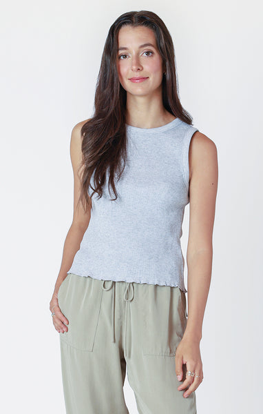 Waffle Knit Tank- grey