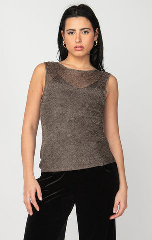 Chained Up METALLIC MESH TOP