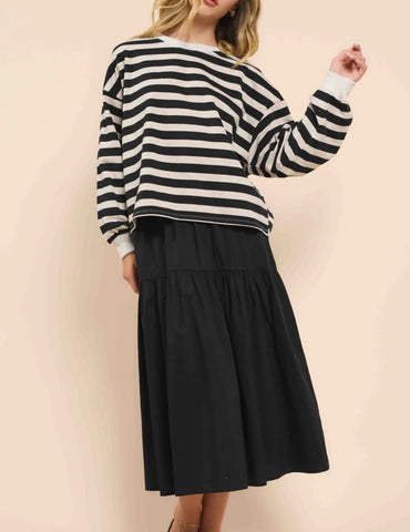 Growth Striped Pullover - Black Ivory