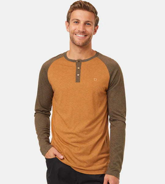 Treeblend Classic Henley Longsleeve - Camel + Heather Tundra