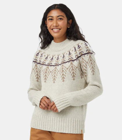 Highline Wool Intarsia Sweater - pale oak heather/fossil heather/midnight plum