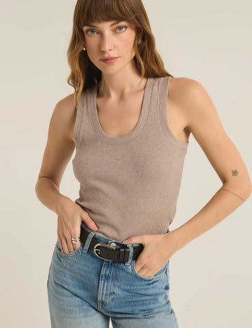 SIRENA RIB TANK - Heather Taupe