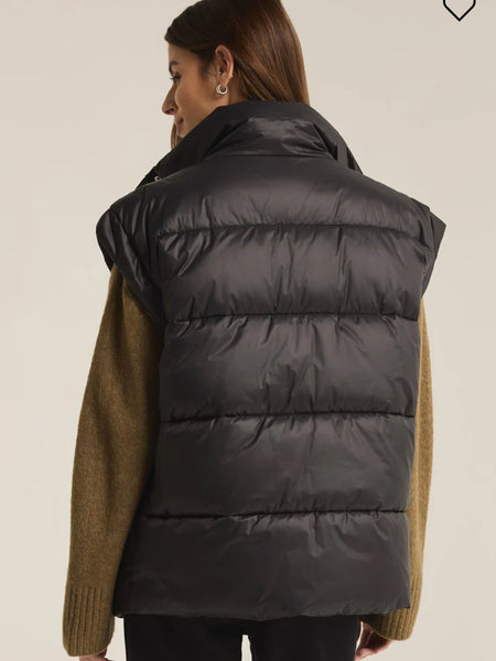 SUNDOWN OVERSIZED PUFFER VEST - Black