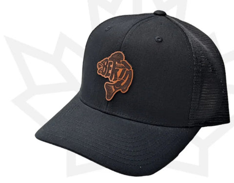 Berta Walleye Snapback Hats | Warlock Lid Co | Adjustable Leather Patch Hat