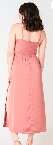 Square Neck Midi Dress - Antique Rose