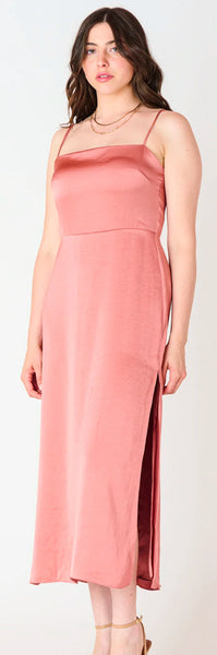 Square Neck Midi Dress - Antique Rose