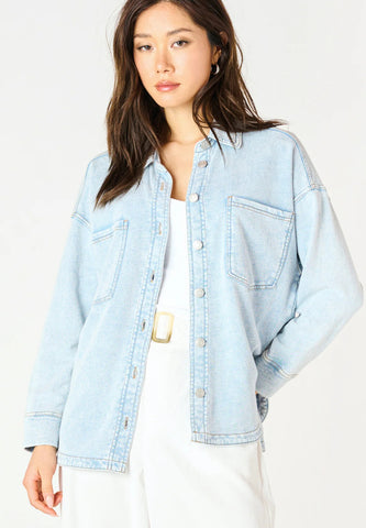 Knit Denim Jacket - Washed Light Blue