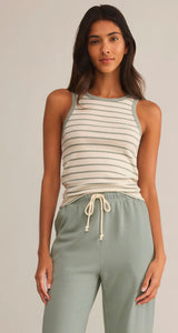 Hadley Striped Tank - Sage Green