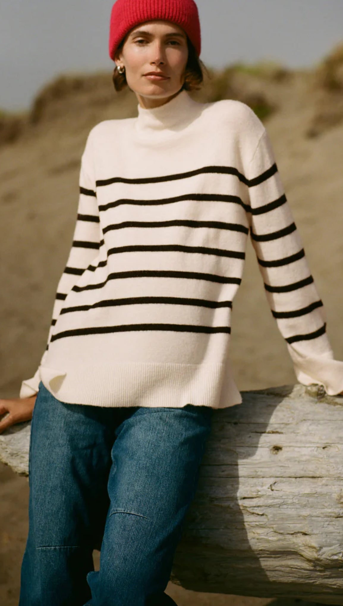 FIN STRIPE TURTLENECK SWEATER