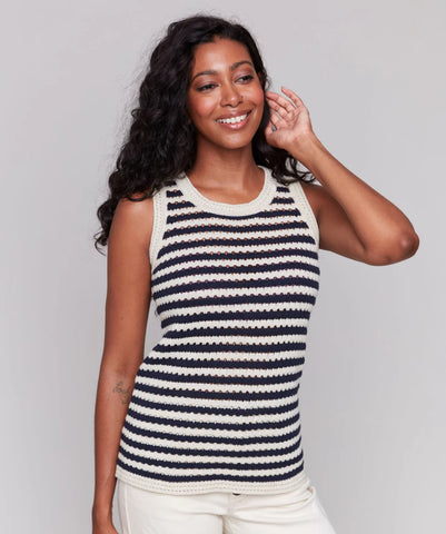 Striped Novelty Stitch Sweater - Nautical