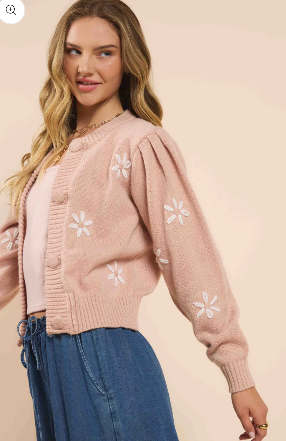 Pretty Daisy Cardigan - Mauve