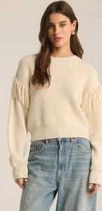 On The Fringe Sweater - Sea Salt