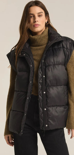 SUNDOWN OVERSIZED PUFFER VEST - Black