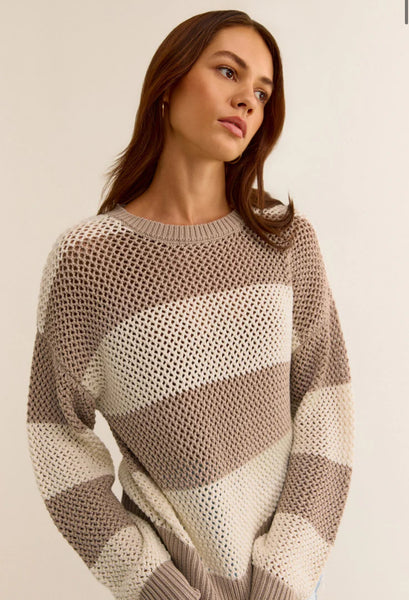 BROADBEACH STRIPE SWEATER- Putty