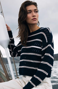 ESTERO STRIPED CROPPED SWEATER - Eclipse