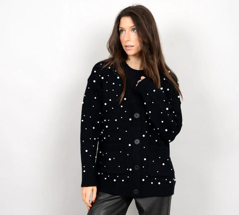 RAZIELLA Pearl Cardigan - Black