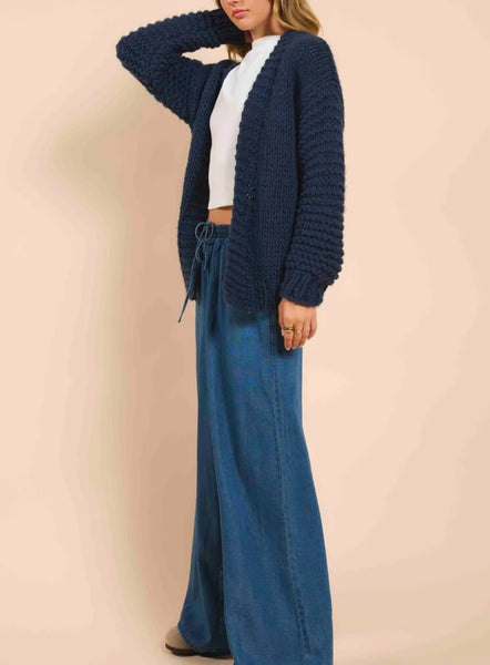 Heart You Handknit Cardigan - Navy Ivory