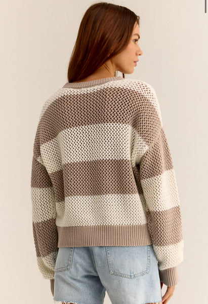 BROADBEACH STRIPE SWEATER- Putty