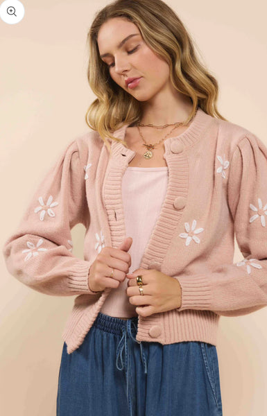 Pretty Daisy Cardigan - Mauve