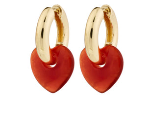 KENDALL COLOURFUL HEART PENDANT EARRINGS - Gold Plated