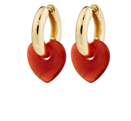 KENDALL COLOURFUL HEART PENDANT EARRINGS - Gold Plated