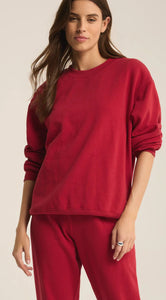 CLASSIC BOYFRIEND FLEECE SWEATSHIRT- haute red