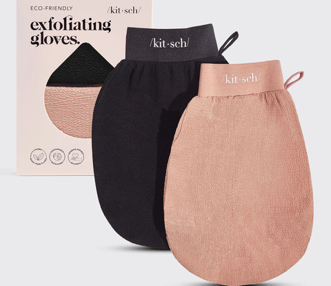 Exfoliating Gloves 2 Pc - Black + Terracotta