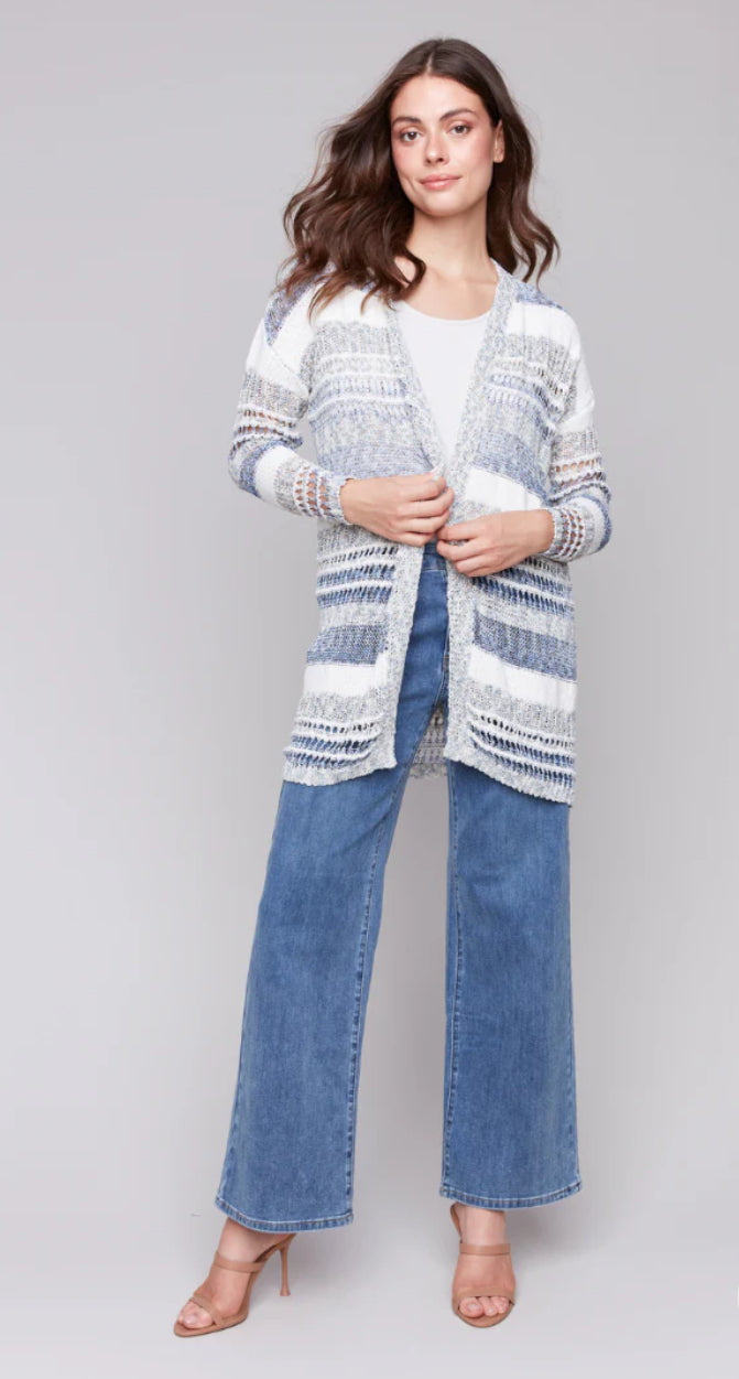 Novelty Yarn Cardigan - Denim