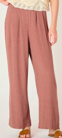 Wide Leg Pull On Pant - Rose Taupe