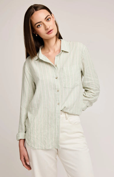 Dominique Button Down Shirt- Cactus stripe