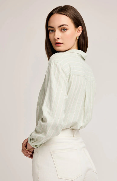 Dominique Button Down Shirt- Cactus stripe