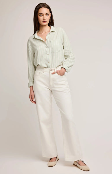 Dominique Button Down Shirt- Cactus stripe