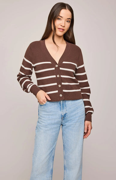 Eden Striped Cardigan- brunette