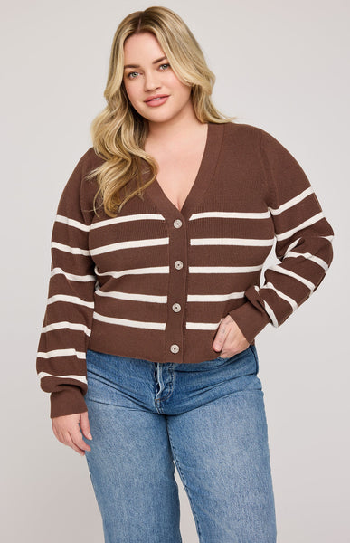 Eden Striped Cardigan- brunette