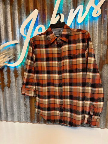 Kaiden Burnt Orange Flannel