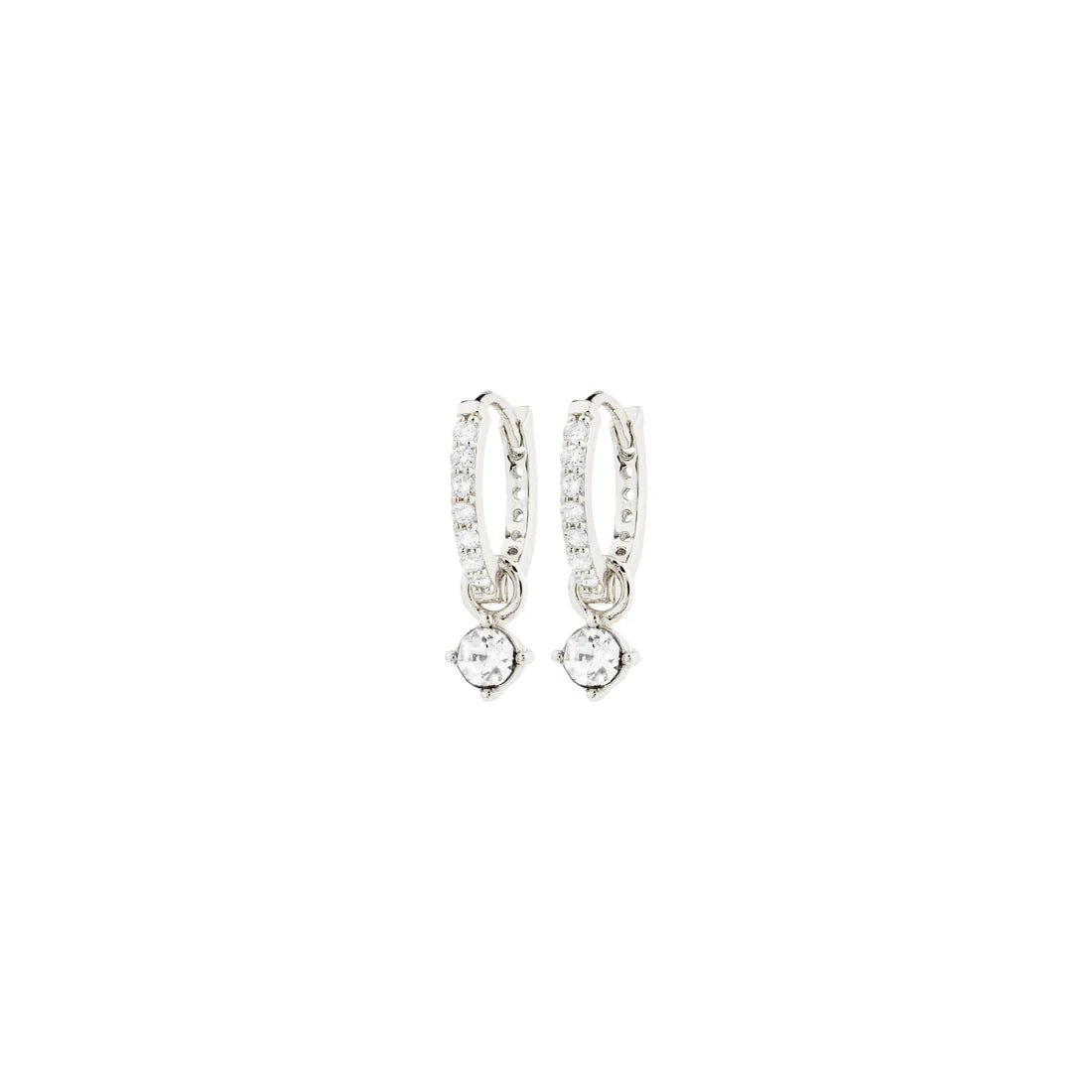 JOA RECYCLED CRYSTAL HOOP EARRINGS- Silver