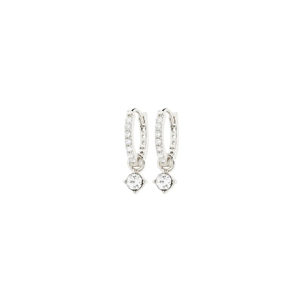 JOA RECYCLED CRYSTAL HOOP EARRINGS- Silver