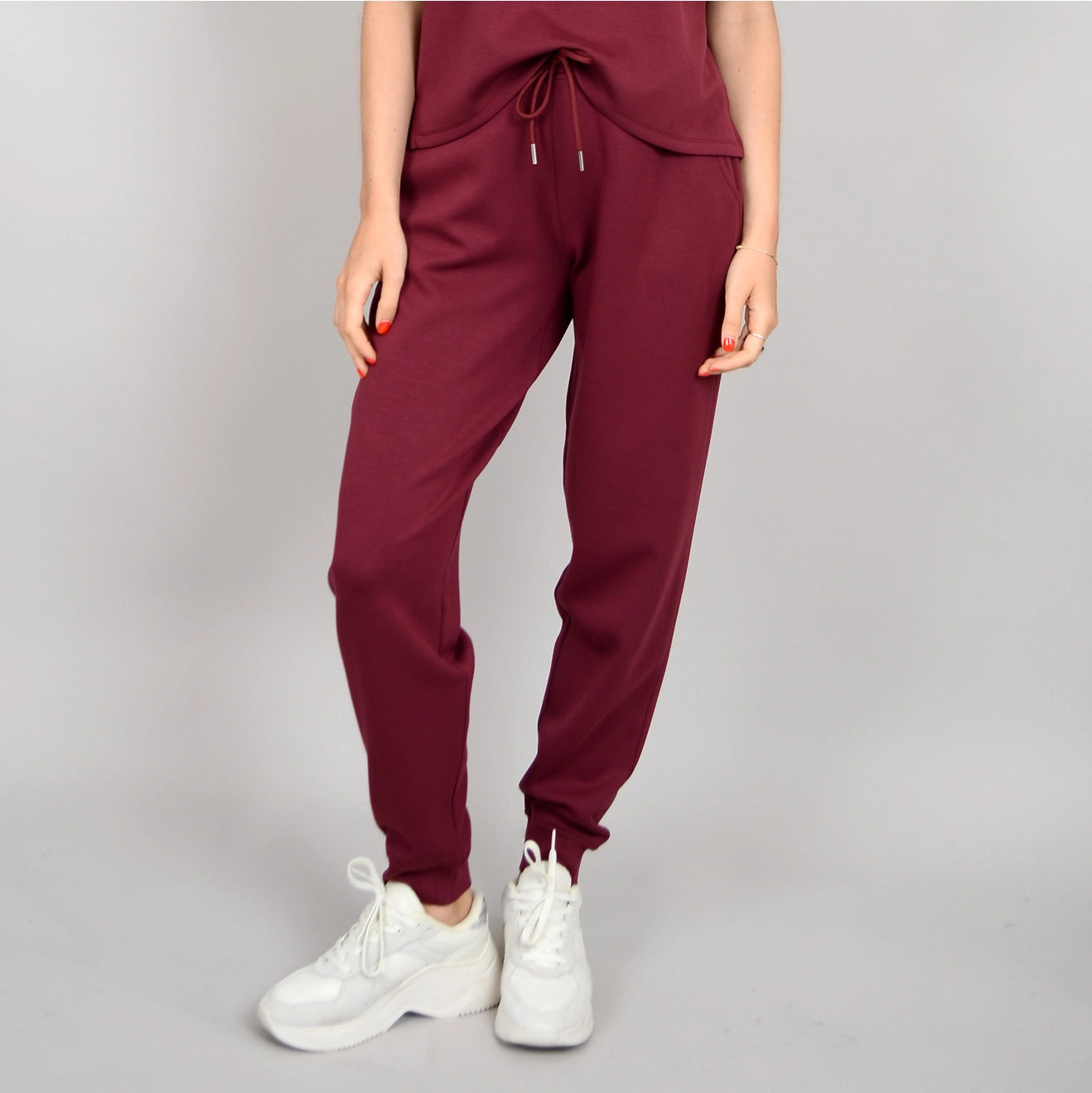 Joselle Soft Knit Drawstring Jogger- OXBLOOD