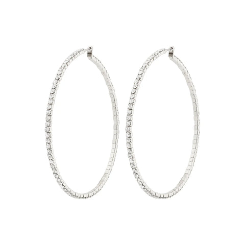 SIDNEY CRYSTAL HOOP EARRINGS SILVER-PLATED