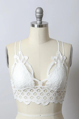 Boohoo Lace Jersey Bralette White Size M - $23 New With Tags