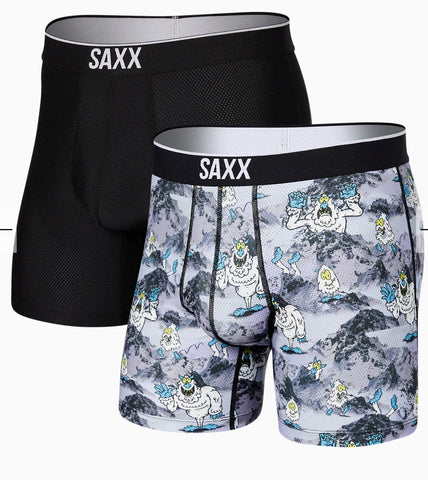 SAXX Volt 2 Pack Stretch Boxer Briefs - Men's Boxers in Neo Pineapple Black