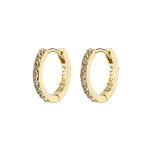 EBNA SMALL CRYSTAL HOOPS GOLD PLATED